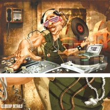 36W"x24H" DJ FRANK by ADAM PEREZ - URBAN PLAYING DANCE CLUB MUSIC CANVAS