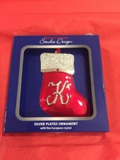 NIB REGENT SQUARE STUDIO DESIGN COLLECTIBLE ORNAMENT- XMAS STOCKING LETTER "K”