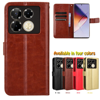 For Infinix Note 40 Pro 4G, Luxury Classic Cover Flip Leather Wallet Card Case