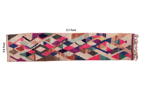 Vintage Teppichläufer, Marokkanischer Läuferteppich Handarbeit Boujaad Teppich, Geometrischer Wollteppich - Bild 2 von 8