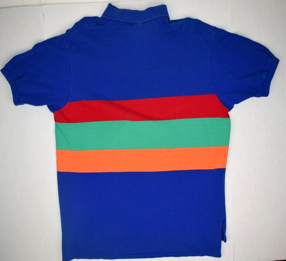 80s Polo by Ralph Lauren スラックス　USA Polo Ralph Lauren Shirt VTG Red Green Orange Block Stripe