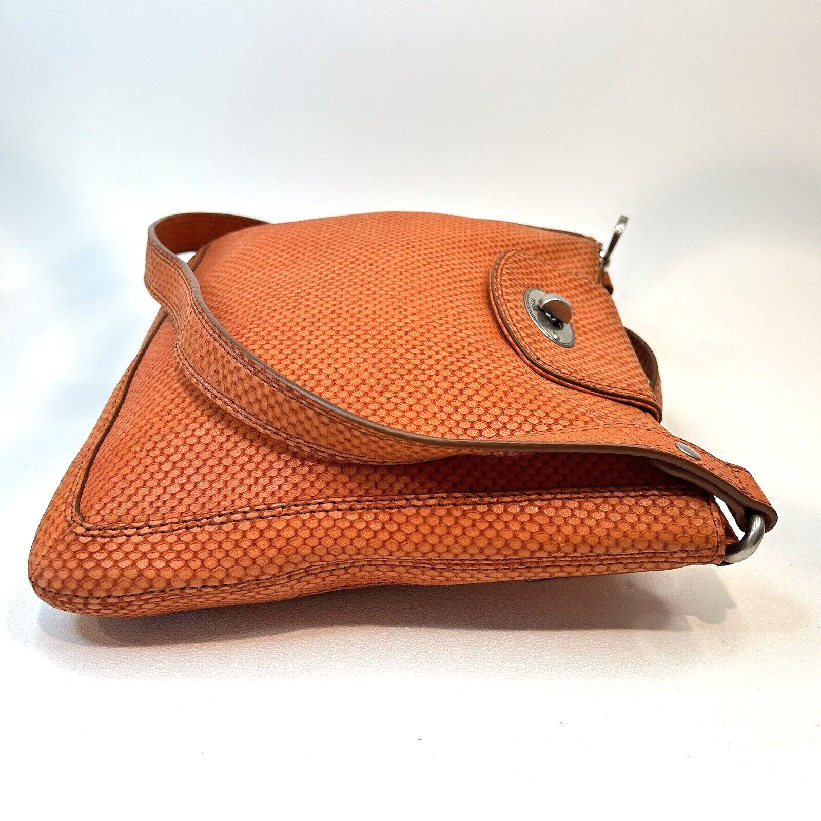#FOSSIL Maddox Orange Python Leather Crossbody Me… - image 3