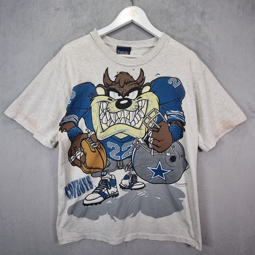 Taz NFL Dallas Cowboys T-Shirt Herren Large Grau 1994 Looney Tunes Vintage