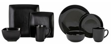 4, 8, 16 Pcs  Square / Round Dinner Set Tableware Dinning  Stoneware  Set  Black