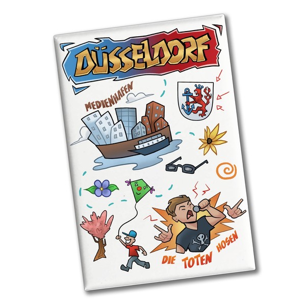 DüSseldorf Pop Art Comic Souvenir Souvenir Magnet - Medienhafen-image