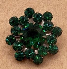 Vintage Emerald Green Rhinestone Cluster Brooch  Pin Mid Century Costume Jewelry