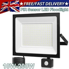 10-200W LED Floodlight PIR Motion Sensor Security Outdoor Garden Flood Light UK