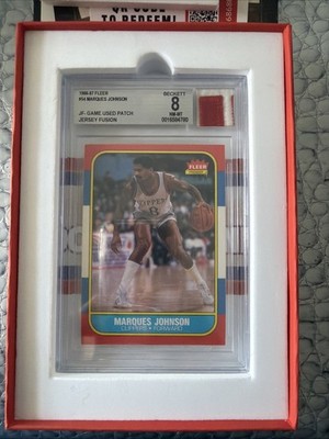 1986-87 FLEER  MARQUES JOHNSON #54 JERSEY FUSION PATCH BGS 8