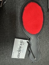 SEX AND MISCHIEF AMOR PADDLE Red Fur Adult S&m Impact Fetish Bondage