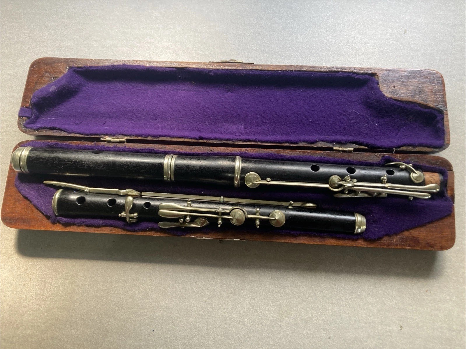 19th Century Grenadilla Flute , 10 key, 432-445Hz.  missing lower B Foot touch