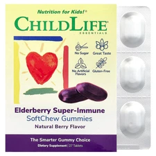 Kids, Elderberry Super-Immune SoftChew Gummies, Natural Berry, 27 Tablets