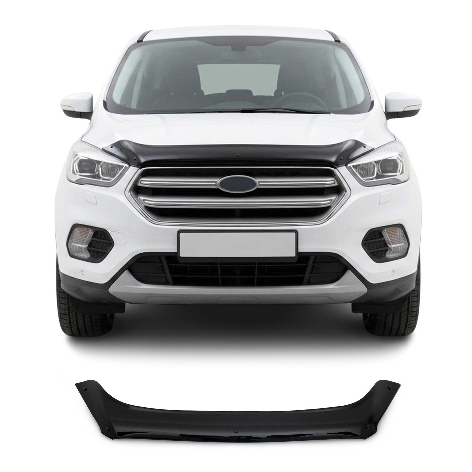 Déflecteur de capot pour Ford Kuga II 2017-2019 FL en acrylique noir protecteur