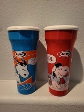Peanuts A&W Snoopy Cups Joe Cool Cups 2 Snoopy Cups Plastic Surfing Beach 
