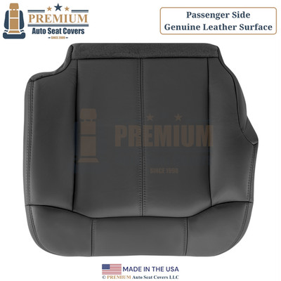 1999-2002 Fits GMC Sierra Genuine Leather Passenger Bottom Seat Cover Dk Gray