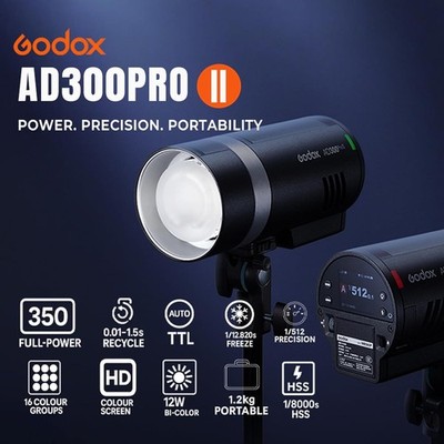 Godox AD300 Pro AD300Pro II 300W TTL HSS Outdoor Flash Strobe Light 12W Bi-Color