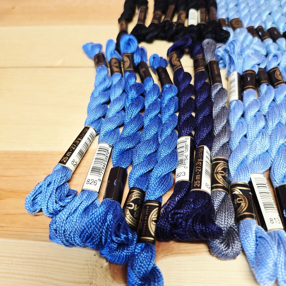 DMC #5 Lot of 35 Coton Perle Cotton Embroidery Thread Twist Skeins NEW Blue - Image 2 of 4