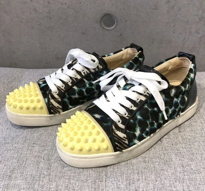 Christian Louboutin Spike Sneakers in Yellow Leopard Print 35 148410467 [P] - Photo 1/4