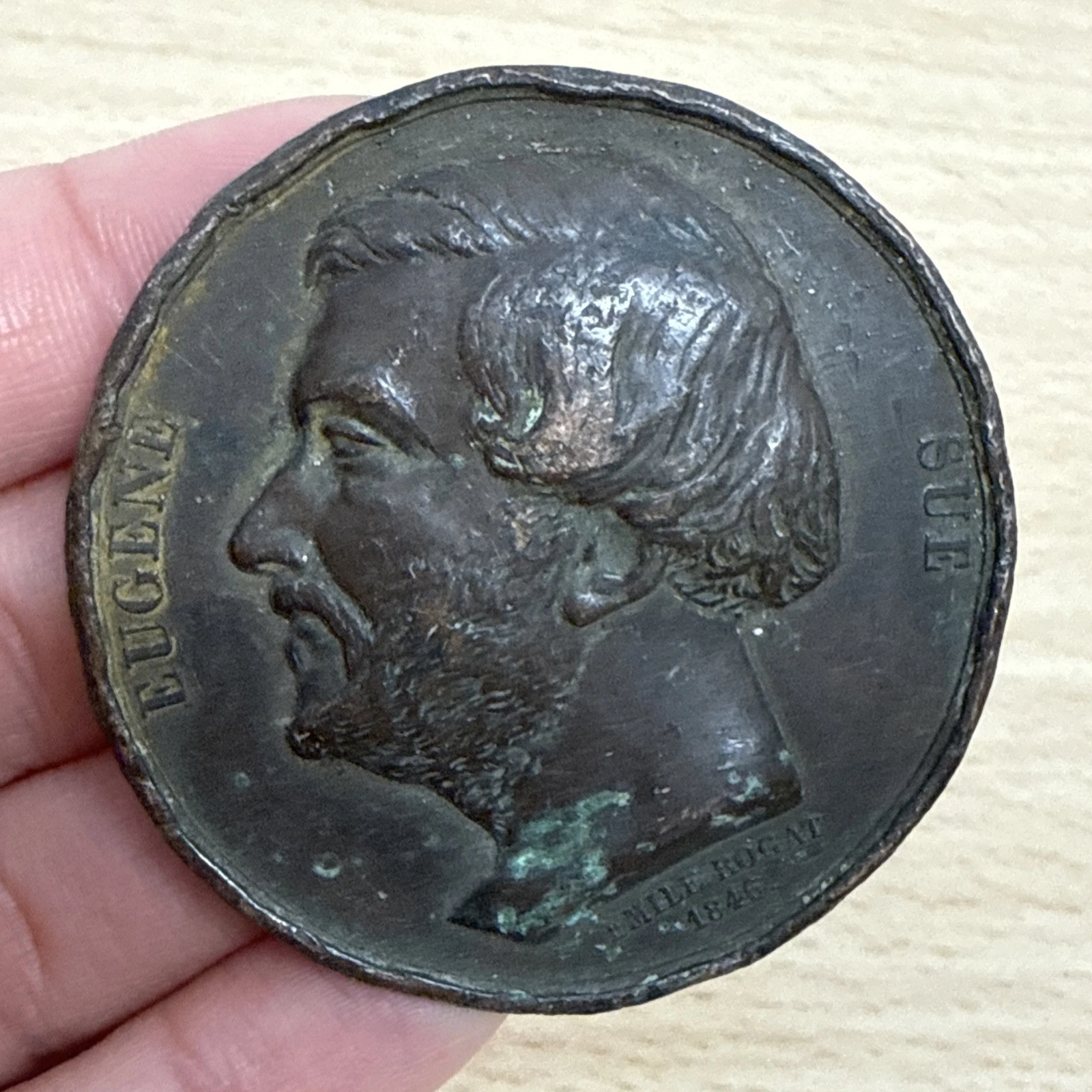 Médaille Eugène Sue Par  Émile Rogat 1846