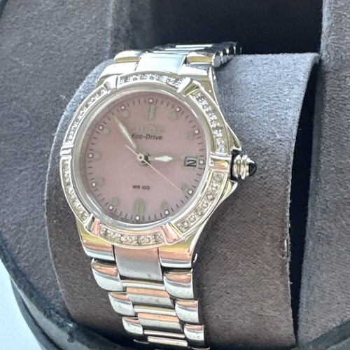 Ladies Citizen EW0890-58X Eco-Drive Stainless Pink Dial Diamond Watch NE011 RIVA - Picture 4 of 24