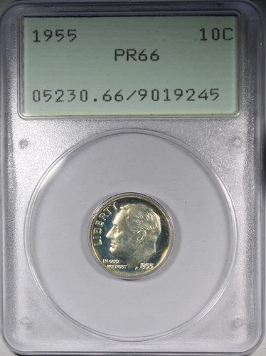 1955 Proof Roosevelt Dime PCGS PR66 OLD GREEN HOLDER Rattler