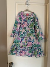 Lilly Pulitzer Cover Up Girls XL 12-14 Mult Full Zip Short Bell Sleeve