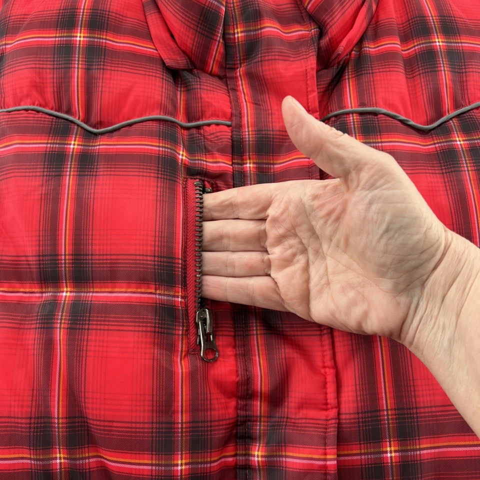 Chaleco Roper para mujer talla XL rojo/negro a cuadros sin mangas cremallera completa con capucha acolchada Foto 3 de 4