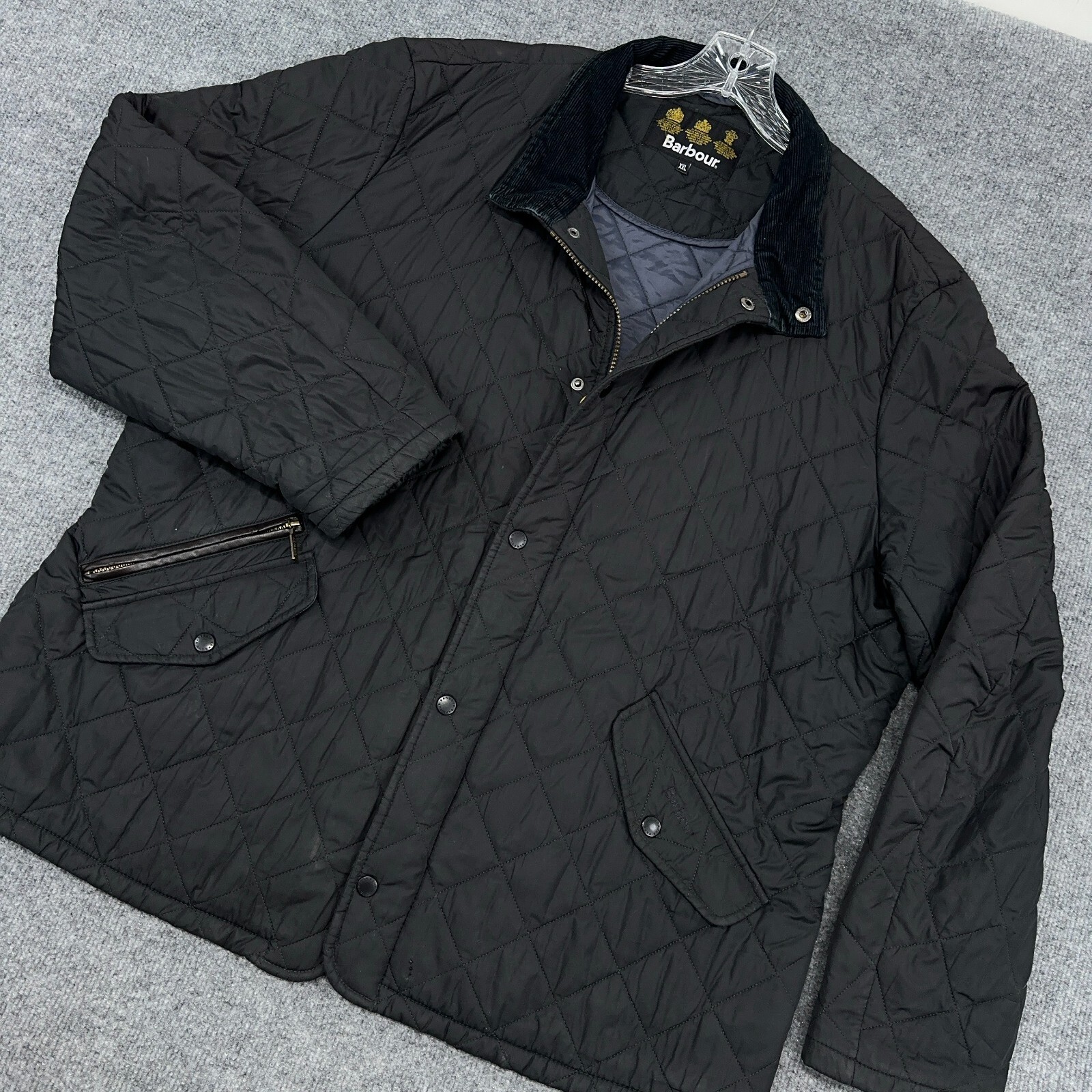 Barbour Chelsea Sportsquilt Jacket Men 2XL Black Quilted Insulated Snap Zip READ