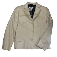Laurel Cream Wool Angora Blend Crop Blazer Pockets Women's Size 36 Us 4