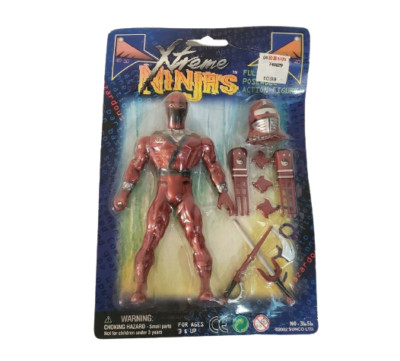 SUNCO XTREME NINJA'S 2002 RED POSEABLE ACTION FIGURE W/ WEAPONS TOY SEALED 