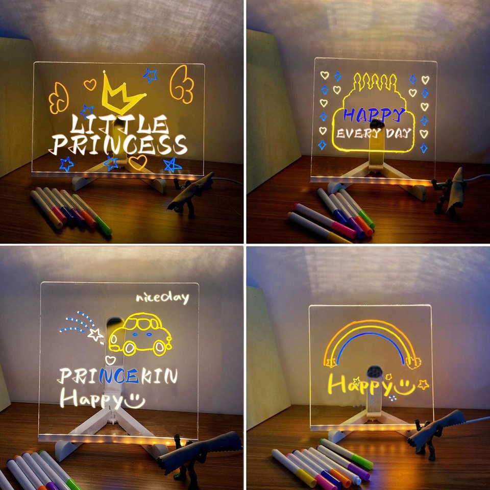 DIY Acrylic Dry Erase Board with Light LED Note Message Board Lamp 7