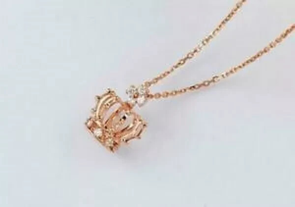 0.80Ct Round Cut VVS1 Diamond Crown Shape Pendant 14K Yellow Gold Finish Chain