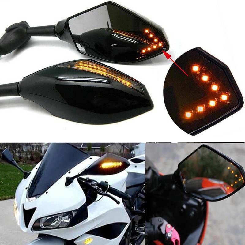 Motorcycle LED Turn Signals Mirrors For Kawasaki Ninja 500R EX650R
