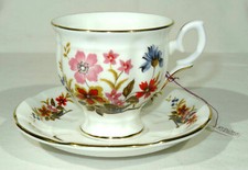 Crown Staffordshire Demitasse Cup  Saucer Floral CRS30 ENGLAND