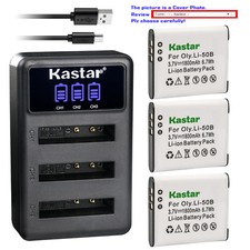 Kastar Battery Triple Charger for Olympus Li-50B LI-50C Tough TG-610 TG-615 iHS