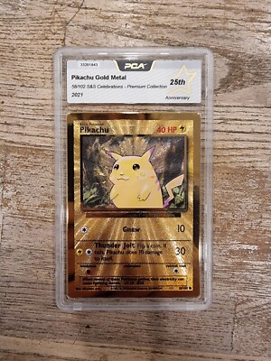 PIKACHU Gold Metal Certified 58/102 Celebrations Premium Collection | eBay