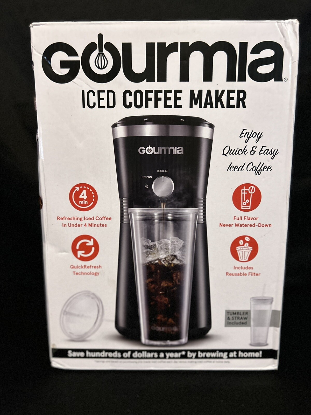 Black With 25 Fl Oz Reusable Tumbler New-open Box