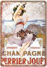 Champagne Perrier-Joue?t Vintage Liquor Poster Reproduction Metal Sign E730