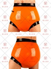 Orange And Black Inflatable Latex Briefs horts Diapers Covers Nozzle Underpants
