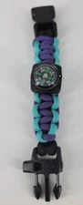 Paracord Survival Bracelet ~ Purple/Teal ~ 5.5" ~550 Paracord ~Whistle & Compass
