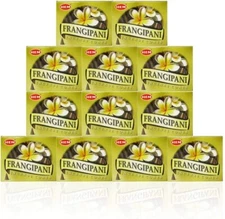 Hem Firangipani Pack of 12 Incense Cones Boxes, 10 Cones Each, Traditionally Han