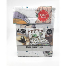 Disney Star Wars Mandalorian 3 Piece Twin Sheet Set Super Soft Polyester New