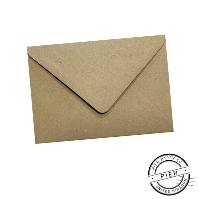 PIER PAPER C7 A7 Mini Recycled Fleck Kraft Envelopes 100gsm Vintage Wedding RSVPs Florists