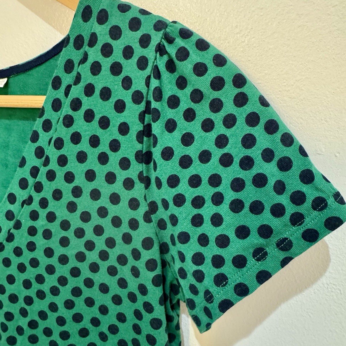 Boden Green Polka Dot Cotton V Neck Dress Women's US 6 Short Sleeve EUC  Preppy | eBay