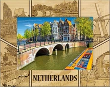 Netherlands Laser Engraved Wood Picture Frame Landscape (8 x 10)