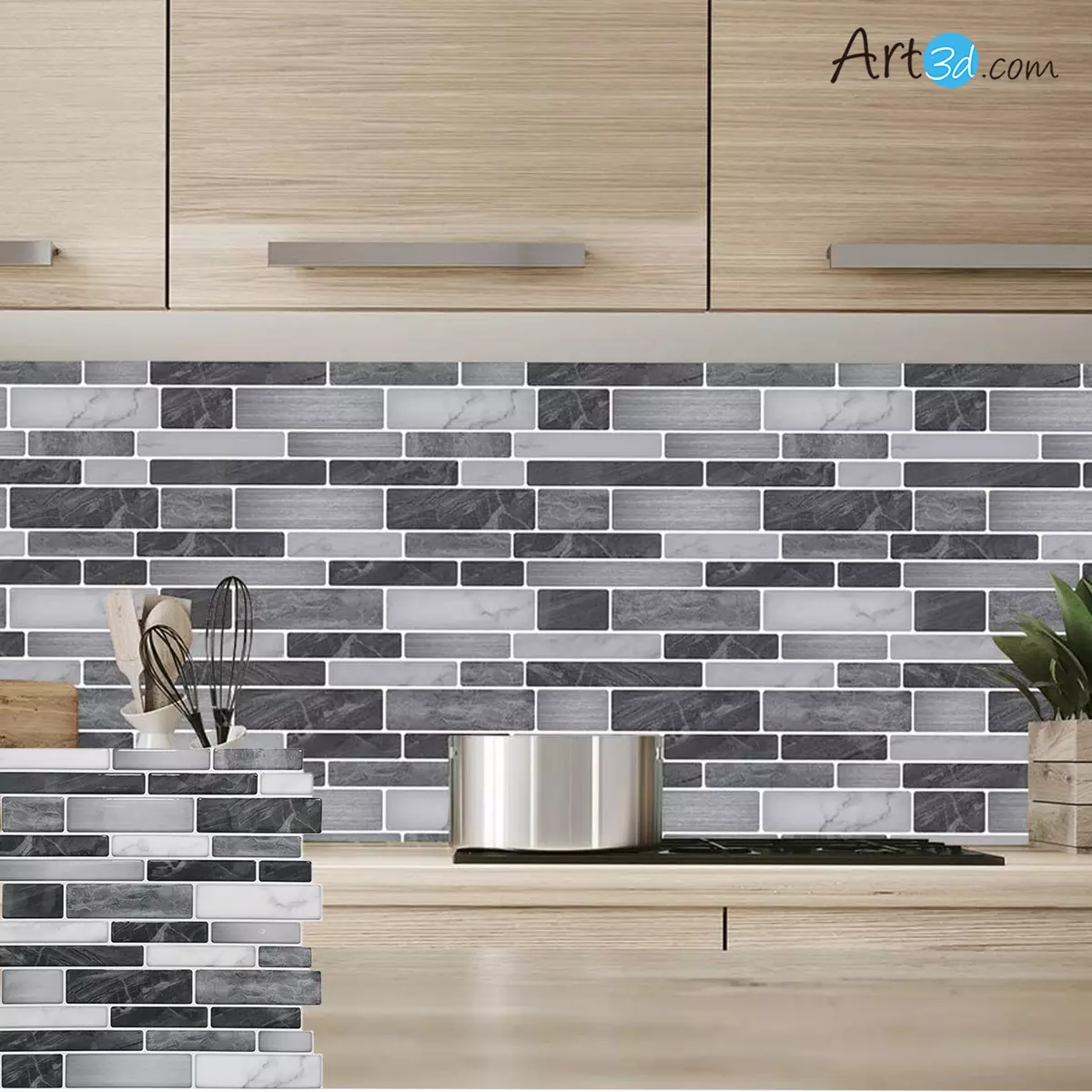 SMART TILES Peel and Stick Backsplash - 4 Sheets of 10.95 x 9.70 - 3D  Adhesive Peel and Stick Tile Backsplash for Kitchen, Bathroom, Wall Tile