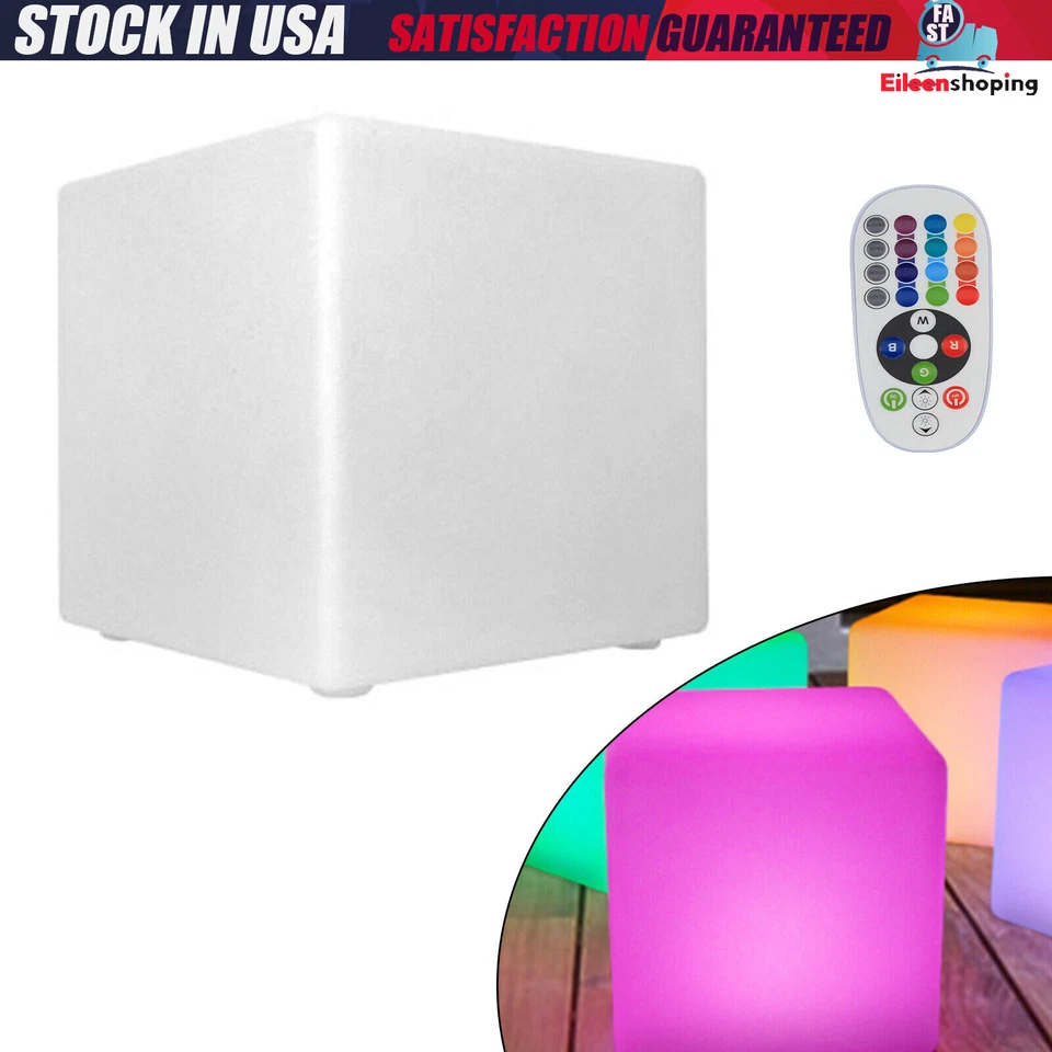 16" LED Light Cube Stool Chair 16 RGB Colors Rechargeable w/ Remote Control 5W - Image 4 of 4