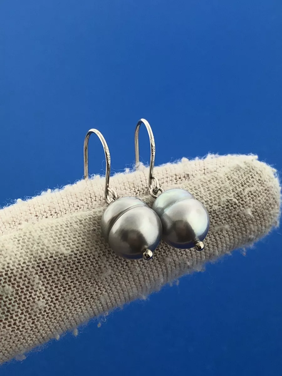 Honora Collection 925 Sterling Silver Oval Grey Pearl Drop Dangle
