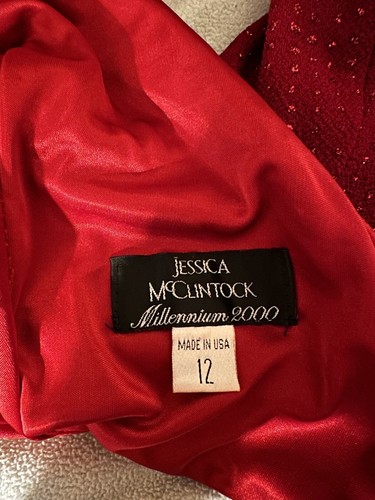 VTG Jessica McClintock Millenium 2000 y2k Red Prom Formal Low Back Gown - Picture 6 of 8
