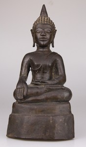 Antique Chinese Carved Bronze Buddha Statue 18th C.