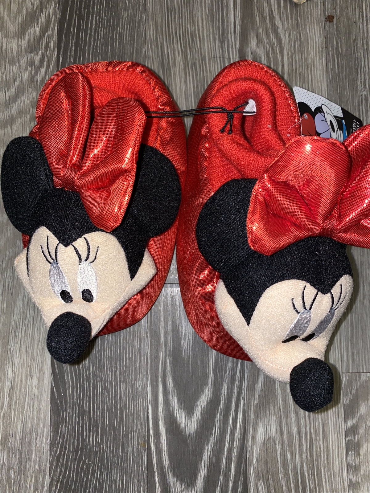 SAOLA Pantofole bambina Minnie Mo comode fiocco lucido rosso suola gripper nuove